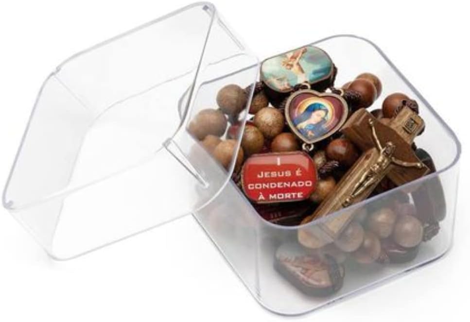 Terço Via Sacra Madeira Imbuia 12mm com Caixa Acrílica, ideal Terço Via Sacra Madeira Imbuia 12mm com Caixa Acrílica, ideal para oração e meditação com 15 estações da Via Sacra.