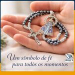 Terço de Pulso Nossa Senhora Aparecida ajustável em aço inox 316L e hematita, ideal para até 22cm de pulso. - Imagem 2