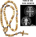 Terço de São Bento em Madeira Natural 8 mm: fé, proteção e oração com folheto incluso. - Imagem 2