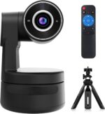 Tiny 4K PTZ Webcam HDR com auto-frame e microfones integrados para reuniões, aulas e lives profissionais