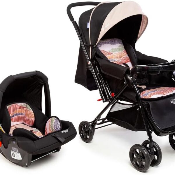 Travel System Cosco Kids Reverse Duo: conforto, alça reversível e inclinação tipo berço para bebês de 0 a 15kg.