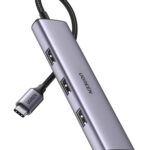 UGREEN Hub USB-C 4 portas com 5 Gbps: expansão rápida para laptop, MacBook, iPad, Surface e iPhone 15.