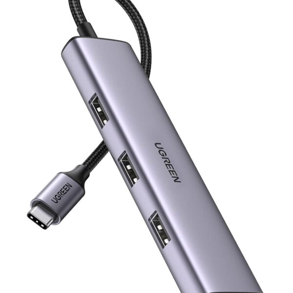 UGREEN Hub USB-C 4 portas com 5 Gbps: expansão rápida para laptop, MacBook, iPad, Surface e iPhone 15.
