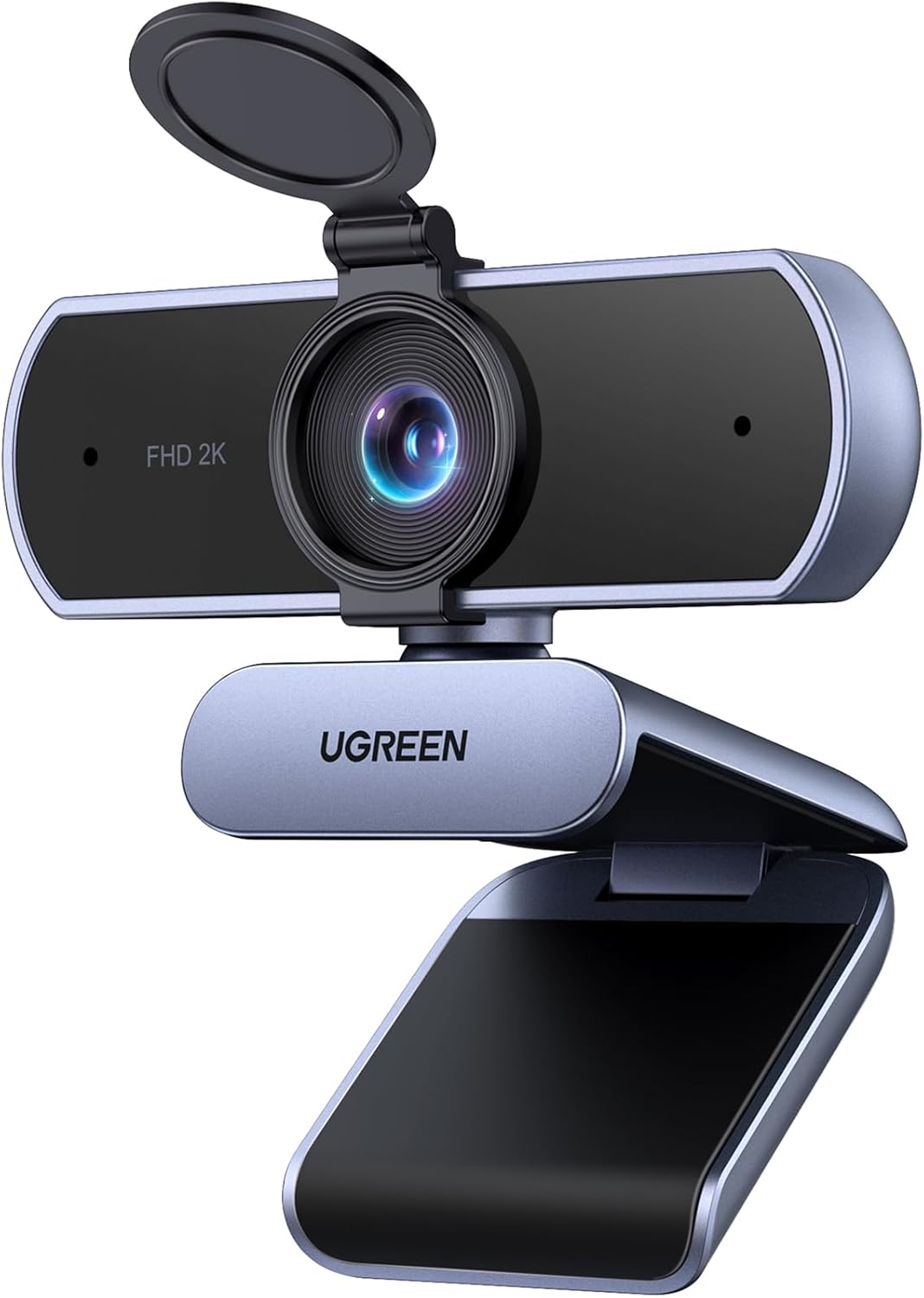 UGREEN Webcam 2K para PC Ultra HD com Microfone, Câmera UGREEN Webcam 2K para PC Ultra HD com Microfone, Câmera para PC com Capa de Privacidade, Webcam USB para Streaming, Conferência, Videochamada, Zoom, Skype, Teams, FaceTime, Cinza