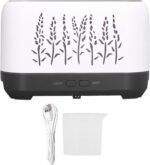 Umidificador automático Grcfumo 200ml, umidificador de névoa silenciosa com copo de medição, umidificador de névoa fria de chama oca para um sono confortável (White)