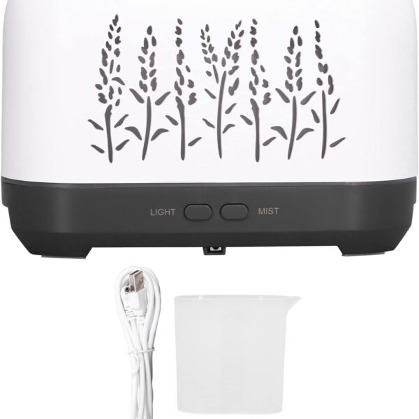 Umidificador automático Grcfumo 200ml, umidificador de névoa silenciosa com copo de medição, umidificador de névoa fria de chama oca para um sono confortável (White)