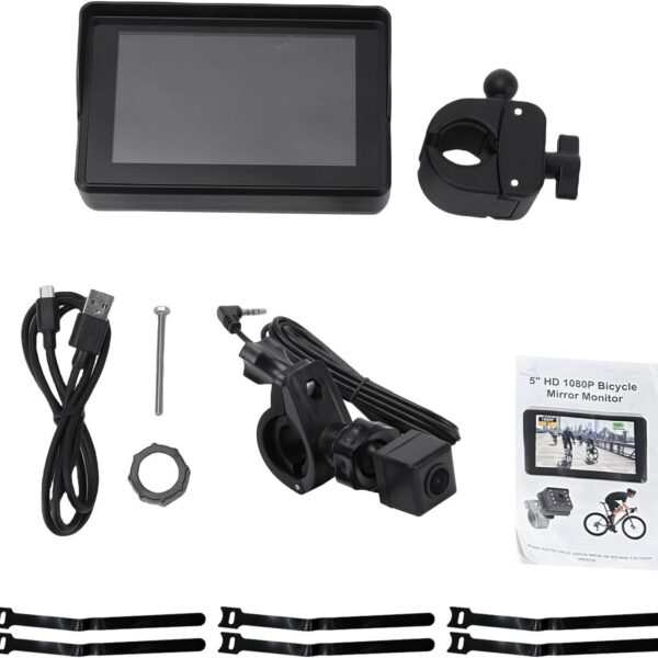 VINGVO câmera traseira para bicicleta: monitor 5" 1080P, ângulo 110°, IP68 e fácil instalação.