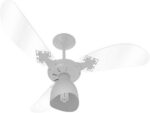 Venti-Delta 383121 Ventilador de Teto New Cristal Light 3 Pás Transparentes 127 V C3V, Branco - Imagem 2