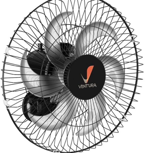 Venti-Delta Oscilante Parede Ventura 50 cm, Bivolt Grande Aço, 795425, 150 W, Preto