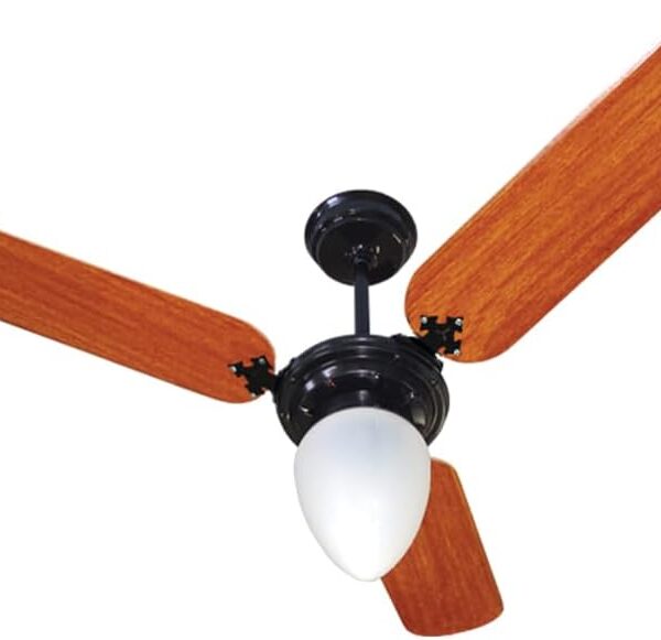 Venti-Delta Ventilador de Teto New Light Globo Pera 3 Pás Padrão Mogno 220 V C3V, 383275, 130 W, Preto