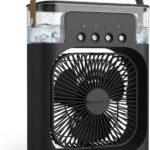 Ventilador Portátil de Mesa Mini Ar Condicionado Umidificador Climatizador Led Água e Gelo 3 Velocidades Led (PRETO)