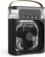 Ventilador Portátil de Mesa Mini Ar Condicionado Umidificador Climatizador Led Água e Gelo 3 Velocidades Led (PRETO)