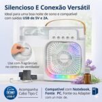 Ventilador Portátil de Mesa Mini Ar Condicionado Umidificador Climatizador Led Água e Gelo 3 Velocidades Led (PRETO) - Imagem 2