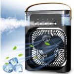 Ventilador Portátil de Mesa Mini Ar Condicionado Umidificador Climatizador Luz Led (Preto) - YODHE