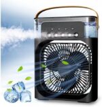 Ventilador Portátil de Mesa Mini Ar Condicionado Umidificador Climatizador Luz Led (Preto) - YODHE