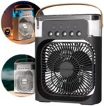 Ventilador Portátil de Mesa Mini Ar Condicionado Umidificador Climatizador Luz Led (Preto) - YODHE - Imagem 2