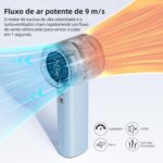 Ventilador de Mão Portatil Recarregavel, Display Digital LED Mini Turbofan, 12 Horas Silencioso Potente, Adequado para Casa, Viagens e Escritório Durante o Verão, Azul - Imagem 2