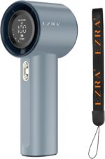 Ventilador de Mão Portatil Recarregavel, Display Digital LED Mini Turbofan, 12 Horas Silencioso Potente, Adequado para Casa, Viagens e Escritório Durante o Verão, Azul