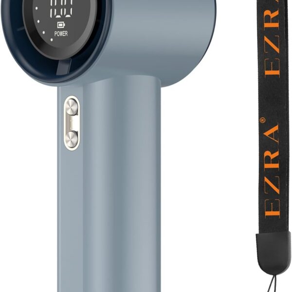 Ventilador de Mão Portatil Recarregavel, Display Digital LED Mini Turbofan, 12 Horas Silencioso Potente, Adequado para Casa, Viagens e Escritório Durante o Verão, Azul