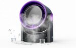 Ventilador de Mesa Recarregável, 100 Velocidades, Motor Turbo Silencioso, Ângulo 180°, Tela LED, Desligamento Automático, Montagem na Parede