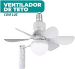 Ventilador de Teto Com Lâmpada LED 60W Bivolt E27 Silencioso com Controle Remoto, 3 Velocidades e Modos de Luz, Branco Moderno, Econômico, para Sala, Quarto e Escritório Linha Premium - Imagem 2