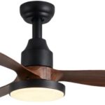 Ventilador de Teto Plafon Aires Preto com Pás de Madeira 25W LED Multicolor Dimerizável – Ultra Silencioso, 6 Velocidades, Controle Remoto para Salas, Quartos e Ambientes Internos