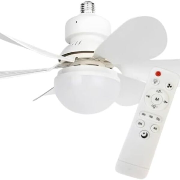 Ventilador de teto silencioso com Controle Remoto 60W LED, 6 pás, 8 velocidades, 3 temperaturas de cor, temporizador, Bivolt 110V 220V, branco 40 cm
