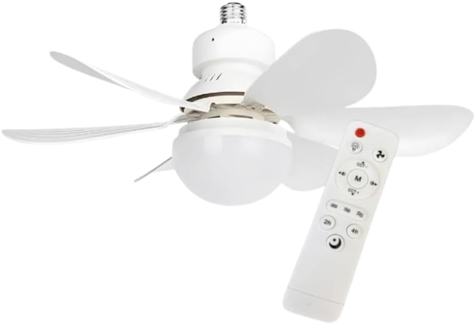 Ventilador de teto silencioso com Controle Remoto 60W LED, 6 Ventilador de teto silencioso com Controle Remoto 60W LED, 6 pás, 8 velocidades, 3 temperaturas de cor, temporizador, Bivolt 110V 220V, branco 40 cm