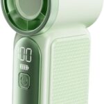 Ventilador portátil multifuncional leve com visor LED, ideal para escritório, homens e mulheres, em casa, viagens e para maquiagem, Verde