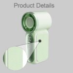 Ventilador portátil multifuncional leve com visor LED, ideal para escritório, homens e mulheres, em casa, viagens e para maquiagem, Verde - Imagem 2