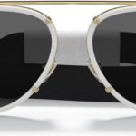 Versace VE 2232: óculos aviador branco com lente cinza, estilo vintage e design premium feminino.