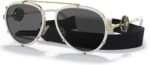 Versace VE 2232: óculos aviador branco com lente cinza, estilo vintage e design premium feminino. - Imagem 2