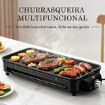 Versátil Churrasqueira Elétrica Portátil LONYAN 220V Ferro Inox 1500W Alta Potência Desmontável Fácil Limpeza Pouca Fumaça Controle de Temperatura Ótimo Para Casa e Acampamento (Preto, 220V) - Imagem 2