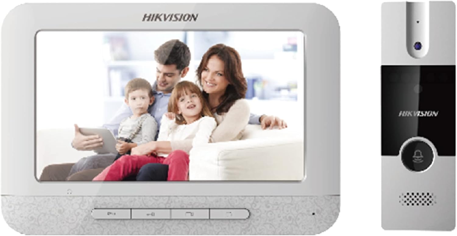 Video Porteiro Hikvision DS-KIS202T 7" com câmera noturna para mais Video Porteiro Hikvision DS-KIS202T 7" com câmera noturna para mais segurança e comunicação prática na entrada.