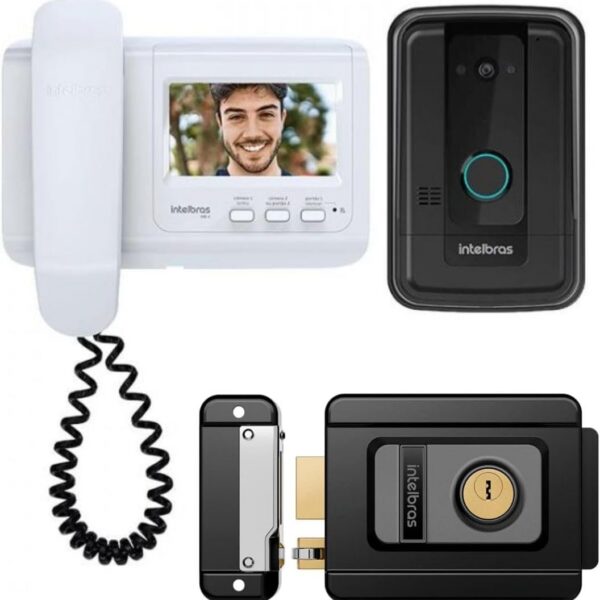 Video Porteiro Intelbras IVR 4 com tela 4,3 e fechadura FX 1500: mais segurança, visão ampla e abertura de 2 portões.