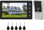 Vídeo porteiro para casa com tela LCD 7 polegadas, interfone com fio e desbloqueio RFID para mais segurança na entrada