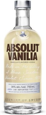 Vodka Absolut Vanilia 750 ml: sabor intenso de baunilha, sem açúcar, ideal para drinks sofisticados e refrescantes.