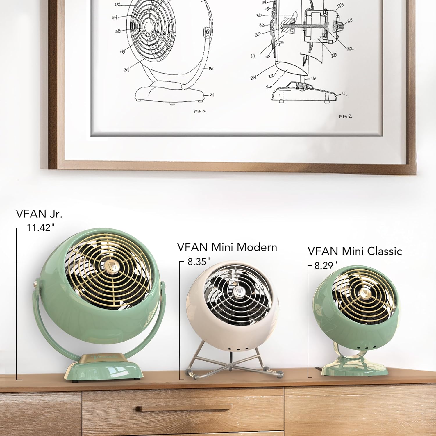 Vornado Mini ventilador VFAN, ventilador vintage clássico, circulador de ar de metal retrô, para mesa e cabeceira, 2 velocidades, inclinação ajustável, resfriamento pessoal com fluxo de ar direcionado - Imagem 2