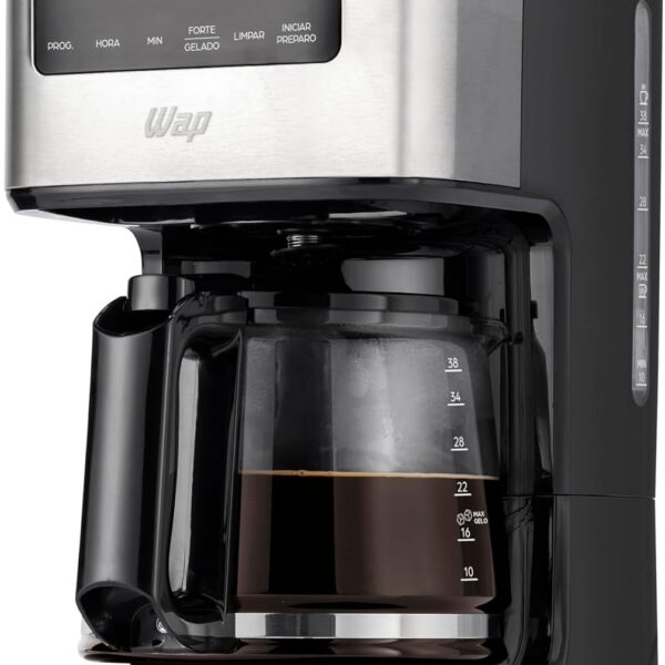 WAP Cafeteira Elétrica Digital AROMA WCD1500, 1,5 Litros com Timer Programável e Suporte para Café Gelado 900W 127V