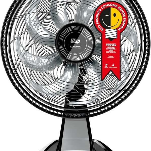 WAP Ventilador de Mesa e Parede 50cm FLOW TURBO, Tecnologia Silenciosa e Econômica, 8 Pás e 3 Velocidades, 180W 127V