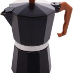 WOLFF - Cafeteira Italiana de Alumínio 6 Doses com Cabo em Plástico Preta Fosca 300ml
