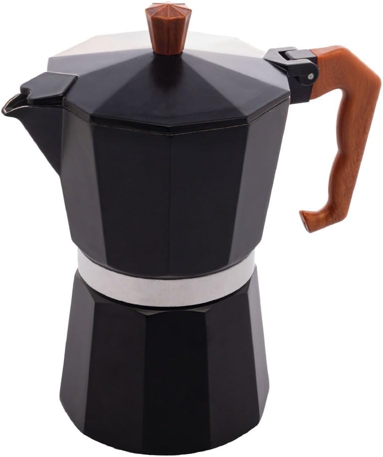 WOLFF - Cafeteira Italiana de Alumínio 6 Doses com Cabo WOLFF - Cafeteira Italiana de Alumínio 6 Doses com Cabo em Plástico Preta Fosca 300ml