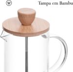 WOLFF - Cafeteira Prensa Francesa de Vidro Borossilicato e Tampa de Bambu - Capacidade 600ml - Imagem 2