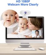 Webcam 1080P HD,Web cam with Microphone, Noise Cancellation, Wide-Angle Lens, Auto Light Correction, Plug & Play USB Webcam for Laptop, Desktop, PC, Mac, Zoom, Skype, Streaming,White - Imagem 2
