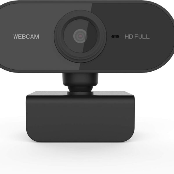 Webcam 1080P com microfone e capa de privacidade: imagem HD nítida, áudio claro e plug and play para chamadas e streaming.