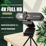 Webcam 4K Full HD com Foco Automático, 8 Megapixels, 2 Microfones com Cancelamento de Ruído, Ângulo de Visão 120°, Anti-Voyeur, com Tripé - Imagem 2