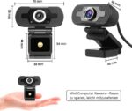 Webcam Full HD 1080 USB com microfone e visão 360º, imagem nítida, instalação fácil e áudio claro para videochamadas. - Imagem 2