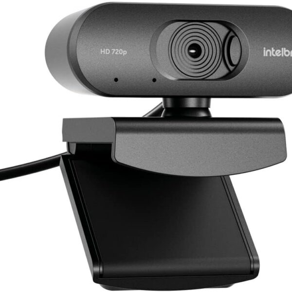 Webcam HD CAM 720p Preto Intelbras: imagem nítida, microfone integrado e plug & play para videochamadas profissionais.