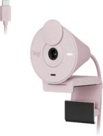 Webcam Logitech Brio 300 Full HD 1080p com privacidade e correção automática de luz para videochamadas nítidas e profissionais