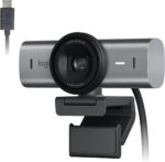 Webcam Logitech MX Brio 4K com IA, microfones com redução de ruído e USB-C para reuniões nítidas e profissionais